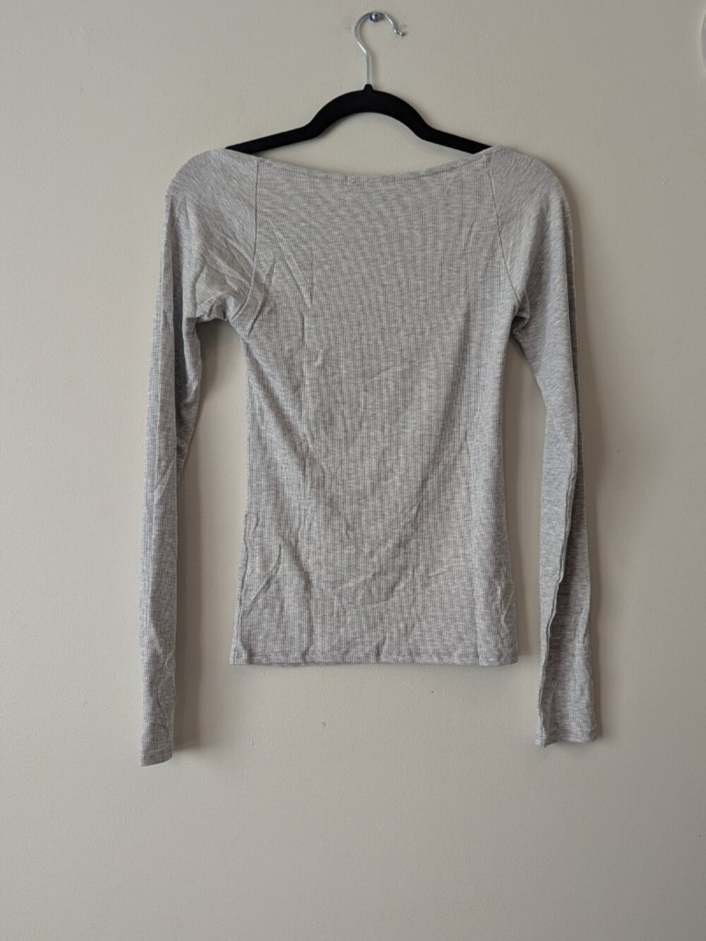 Joah Brown Square Neck Long Sleeve in Pearl Grey Rib - Picture 4 of 6